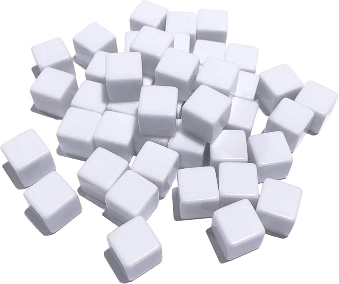 48 PCS 16MM Blank White Dice for Board Games, and Teaching by NAKIMO