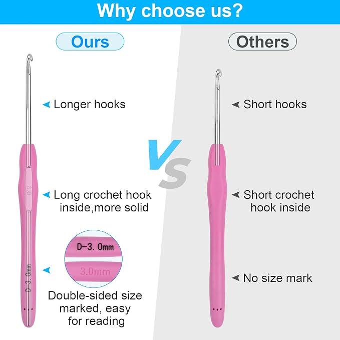 MECHEER Crochet Hooks 12 Sizes Crochet Hook Set, 51 Pack Yarn Crochet Kit - Image 5