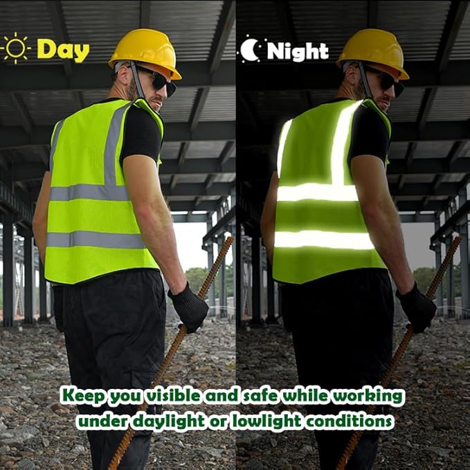BeautyWill Custom Logo 10/20 Pack Safety Vest Class2 High Visibility Vest with Pockets Breathable Construction Vest Bulk
