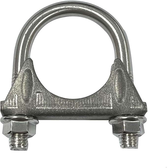 Universal Heavy Duty 1-1/2 Inch Stainless Exhaust U-Bolt Clamp, 1.5 Inch Muffler U Clamps Saddle Design with Reinforced Ribs