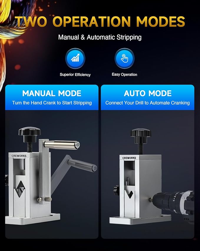 Manual Wire Stripper Machine with Adjustable Feed Hole, Portable Cable Wire Stripper for Scrap Copper Wire Recycling - Drill Powered, Copper Wire Stripping without Replacing Hole Plates