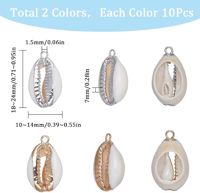 SUNNYCLUE 1 Box 20Pcs Seashell Charms Bulk Shell Charms Small Cowrie Shells - Image 2