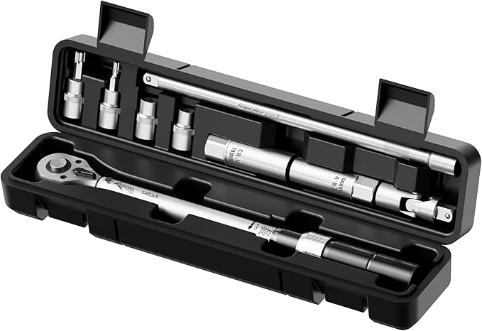AEROFORCE 9Pcs Magnetic Spark Plug Socket set with 3/8-inch Drive Torque Wrench Set（5-45 Lb.ft/6.8-61.2 Nm）,12-Point Sockets 14mm & 16mm, a 10 Inch Extension bar and a Universal Joint