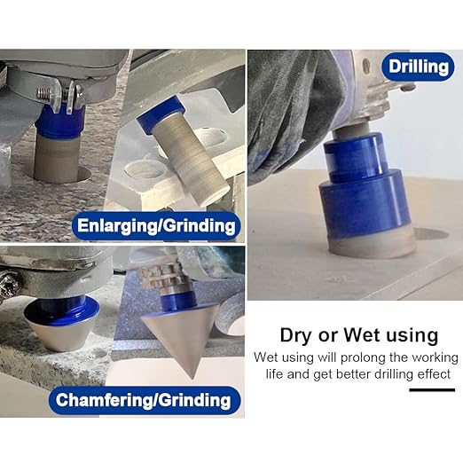 SHDIATOOL Diamond Drill Core Bits,Tile Drilling Core Hole Saw Cutter Beveling Chamfer for Porcelain Marble Ceramic Granite with Hexagon Shank Adapter 10pcs(6/6/8/20/25/35/50/20MM/2INCH/HEX)
