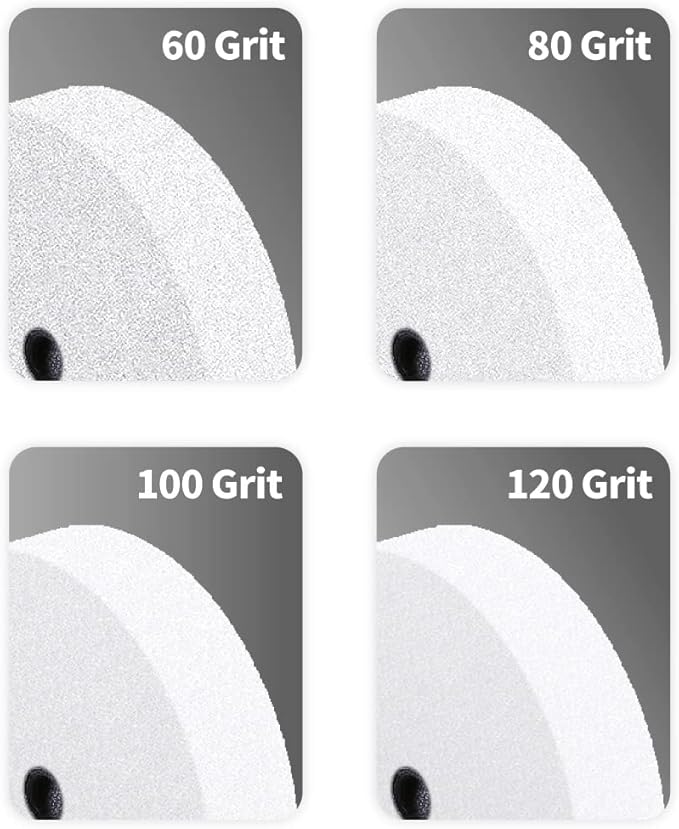 POWERTEC Bench Grinder Wheel 8 Inch White 80 Grit, White Aluminum Oxide Grinding Wheel for Bench and Pedestal Grinder, 1" Thick 5/8" Arbor, Sharpening & Shaping Drill Bits, Blade, Chisel, 2PK (15552)
