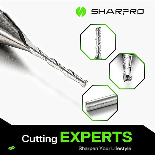 Spiral Upcut Router Bit Set 1/4 Inch Shank 1/16 Inch Cutting Dia. 1/2'' CL. 2'' OVL. Carbide Upcut CNC Router Bits, Ideal for Wood Engraving and Plunging Applications (3PCS)