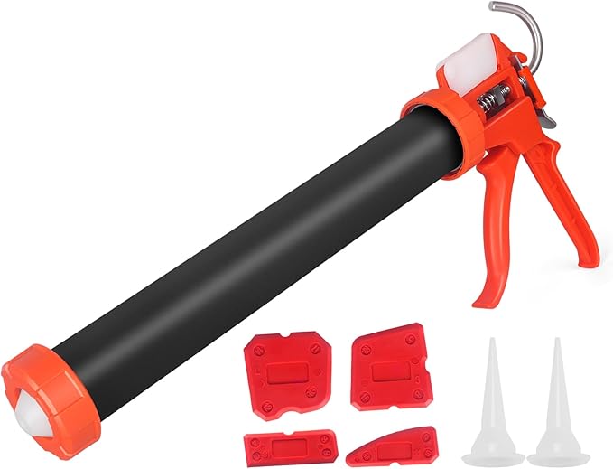 Sausage Caulking Gun Kit, 20 oz Sausage Foil Pack / 10 oz Cartridge Convertible, 30:1 Thrust Ratio Sausage Hand Caulk Guns, Silicone Gun for Sausage Sealants, Equipped with Sealant Finishing Tools.