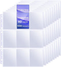 TiopLior 60 Pack Sheet Protectors, 9 Pocket Double Sided Card Sleeves Page by TiopLior
