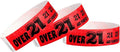 200 WristCo Over 21 Neon Red Tyvek Wristbands for Events - ¾” x 10” - Waterproof Recyclable Comfortable Tear Resistant Paper Bracelets Wrist Bands for Concerts Festivals Admission Party