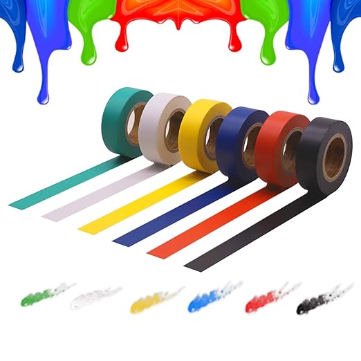 Electrical Tape Colors 6 Pack 0.7-Inch by 30 Feet, Voltage Level 600V Dustproof, Adhesive for General Home Vehicle Auto Car Power Circuit Wiring Multicolor