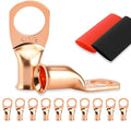 10PCS Battery Cable Ends, 4 Gauge Wire Connectors 1/2 Copper Wire Lugs, Bare Copper Eyelets with Heat Shrink Tubing by HOUSUN