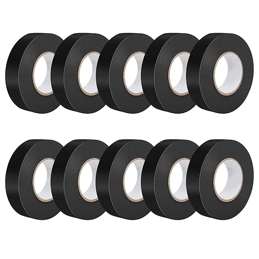 Electrical Tape, Black, 3/4 inch x 65 ft, High Temperature Electric Tape Weatherproof for Home DIY, Repairs, Electrical, Automotive and Equipment, 10-Pack (10)