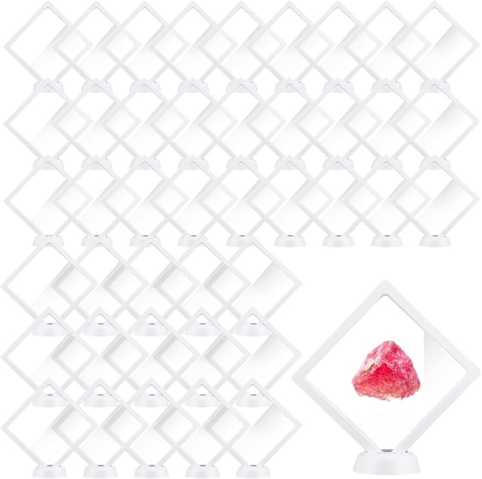 60 Pcs 3D Floating Display Case PE Film Jewelry Storage Box Coins Display Frame by FairySandy