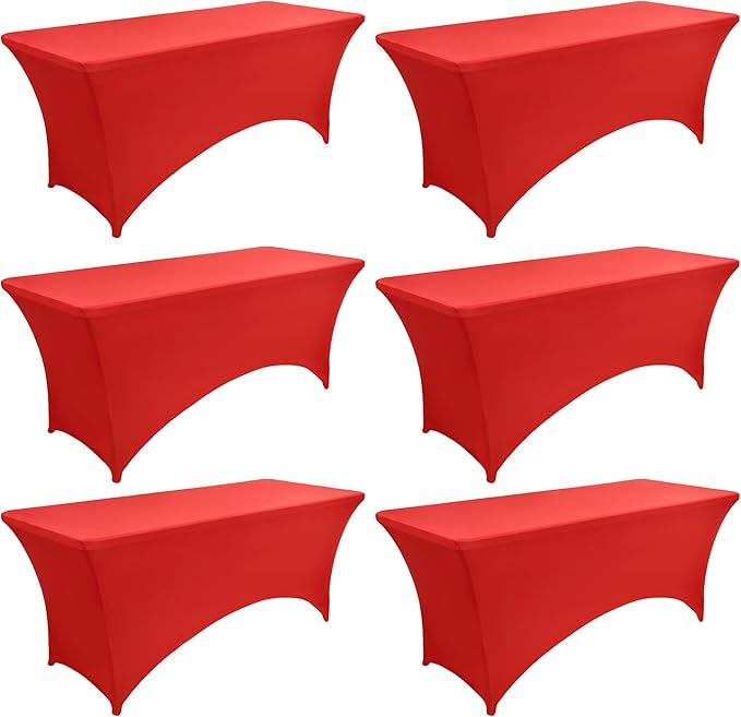 6-Pack 6ft Red Spandex Table Covers by Unknown