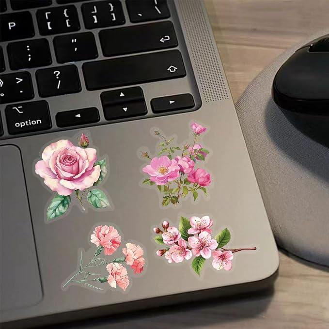 Pink Floral Waterproof Stickers - Image 6