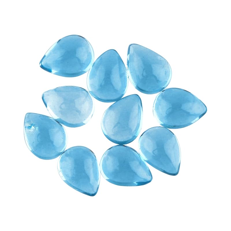 CRYSTALIS AAA+ Grade 10pcs Natural London Blue Topaz Cabochons Gemstone Loose by Crystalis