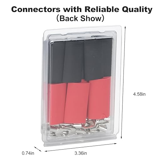 Thick Copper Electric Wire Lugs,20Pcs Tinned Copper Gauge 12-10Awg-5/16(M8) Ring Heavy Duty Battery Cable Lugs Ends Ring Terminals Connectors with 20Pcs 3:1 Heat Shrink Tubing Assortment Kit
