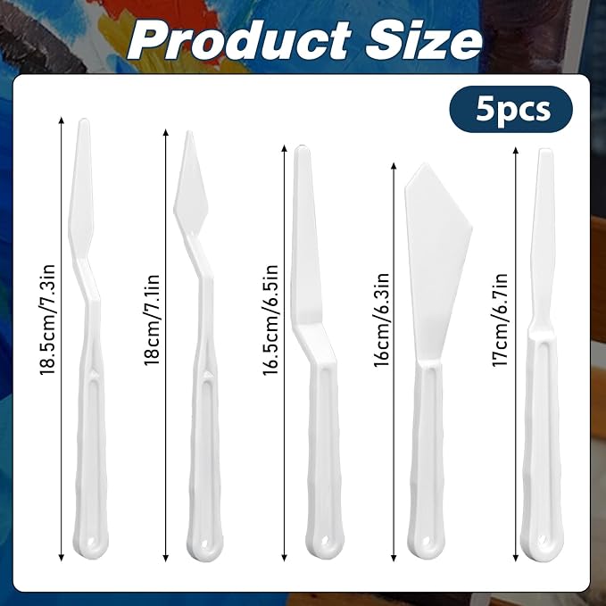 5Pcs Plastic Spatula Palette Knives, Palette Knives Set Thin and Flexible Art - Image 2