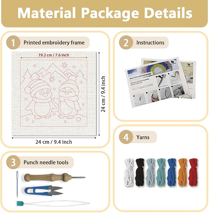 DOODLREAM Christmas Penguins DIY Punch Needle Embroidery Kit - Image 2
