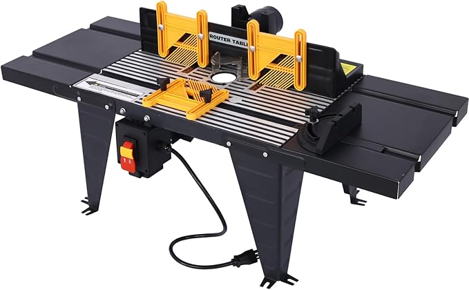 Electric Benchtop Router Table Wood Working Tool Craftsman Tool Stands Woodworking Bench Table Aluminum Strong Structure Tables for Woodworking Tasks (Black, 34")