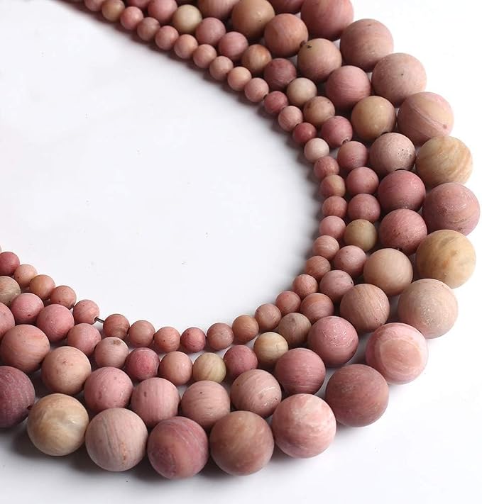 8mm Matte Pink Rhodochrosite Bead, 15-Inch Matte Round Loose Stone Beads - Image 6