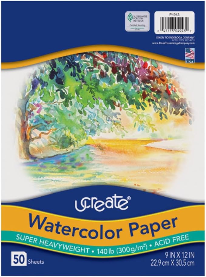 UCREATE 140 lb. Watercolor Paper, 50 Sheets/Pack, 12 Packs | Super Heavyweight - Image 2