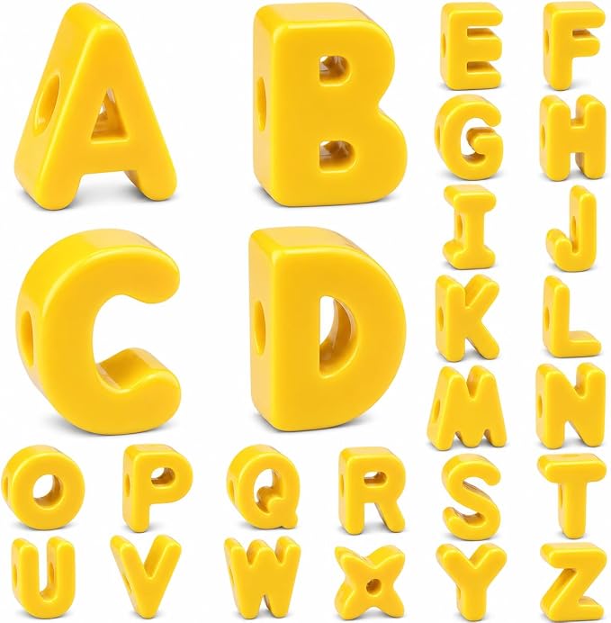 26 Pcs Cute Large Yellow Letter Beads, 20mm Jumbo Square Acrylic Letter Beads by DoDoBeads