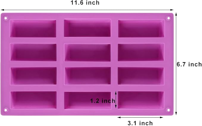 Palksky (2 Pack 12 Cavity Medium Narrow Silicone Rectangle Molds/Molds/Protein - Image 2