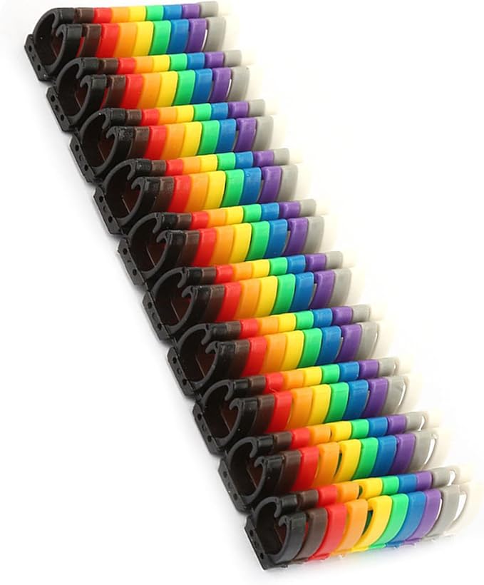 Wire Number Labels, 0.3 x 0.2in Colorful Wire Number Tube Cable Marker, Digital Number Clip on Wire Marker, Plastic Wire Numbering Marker for Wires Management, 100Pcs