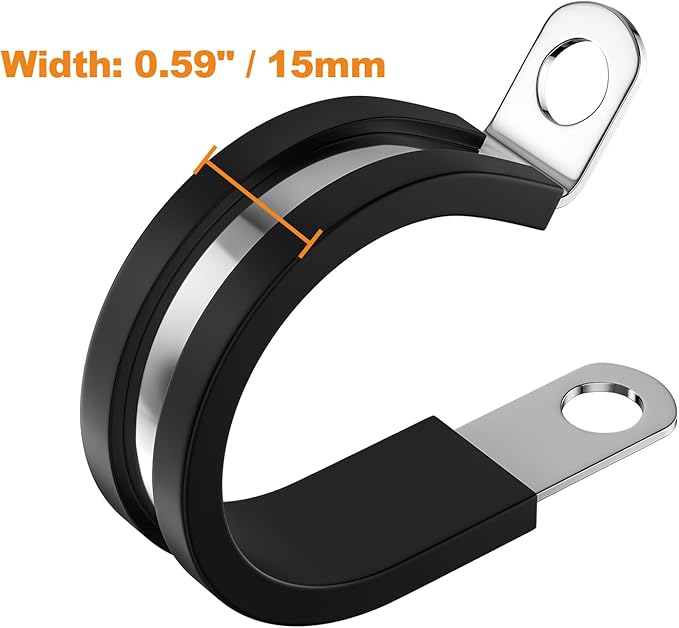 50 PCS 1/4 Inch Cable Clamps, 304 Stainless Steel Cable Clamps, Insulated Clamp, Hose Clamp, Pipe Clamp, Sturdy Clamp, and Wire Clamp by RTHIEAI