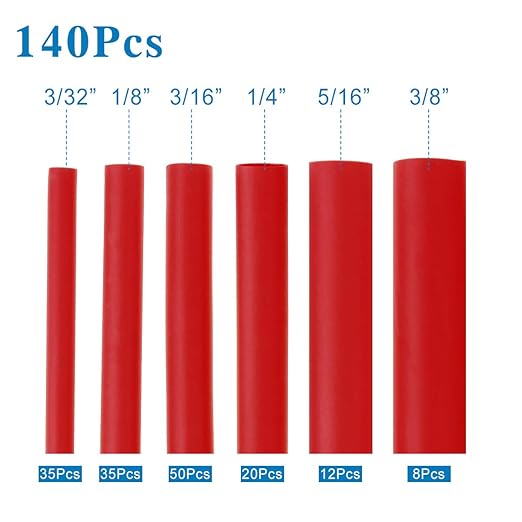 XHF 205 PCS Length 3.5" Red 3:1 Waterproof Automotive Electrical Heat Shrink Tubing Assortment Kit Large Size Marine Grade Adhesive Lined Tube, Insulation Sealing