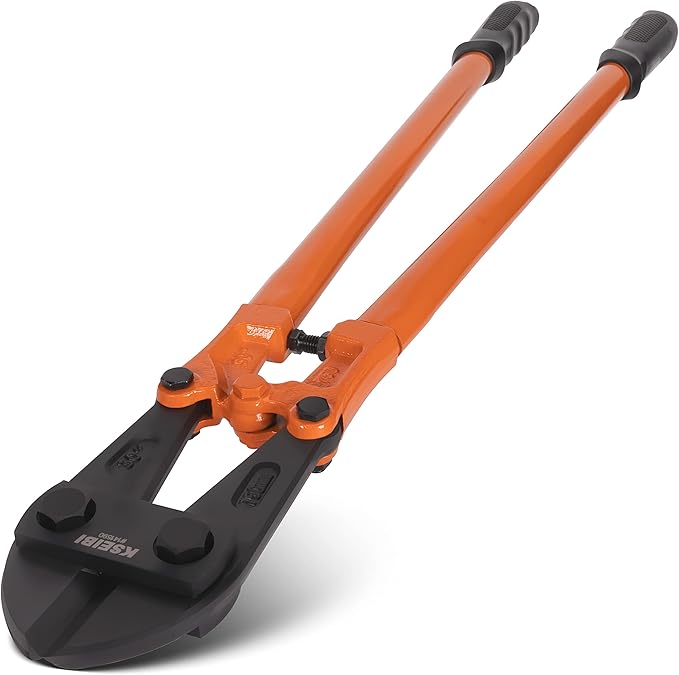 KSEIBI 141580 Heavy-Duty Medium Size Bolt Cutter 18" for Cutting Fence, Steel Wire, Chain, Screws, Rivet, and Medium Padlock, with Soft Grip Rubber Ergonomic Handle Cutters