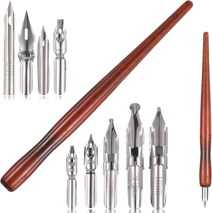 Styquenzer 10 Pcs Calligraphy Nibs Dip Pen, Dip Pen Nibs Holders by Unknown