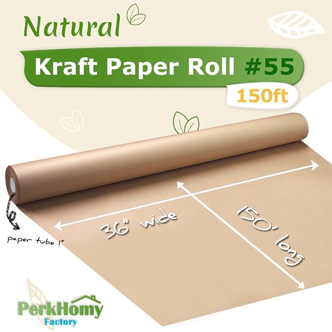 PerkHomy Brown Kraft Paper Roll 36" x 1 - Image 2