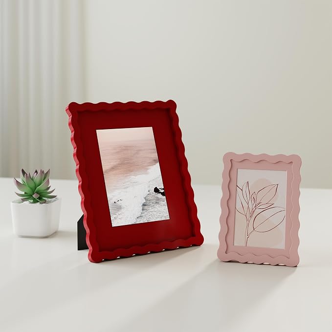 4x6 Picture Frame with Mat for 3.5x5, Wavy Edge Wooden Real Glass Photo Frame - Image 7