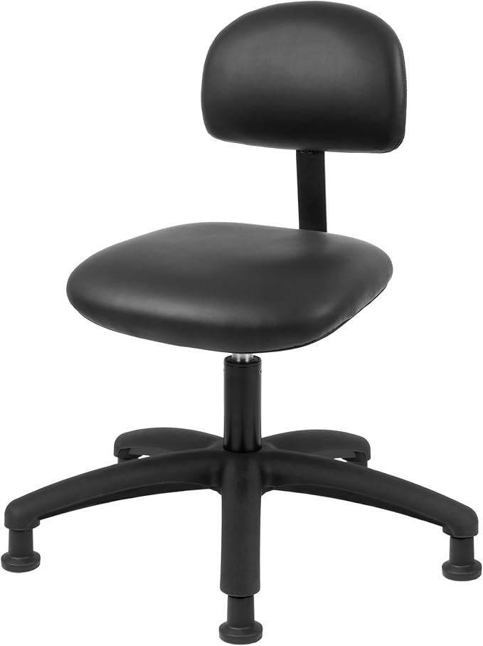 Chair Master FSS Series Square seat Medium (20"-28") seat Height Chair. Vinyl-for Office, Garage, Desk, Shop, Computer, Doctor, Medical, Easy to Clean! No Footring (Black, Medium, Glides)