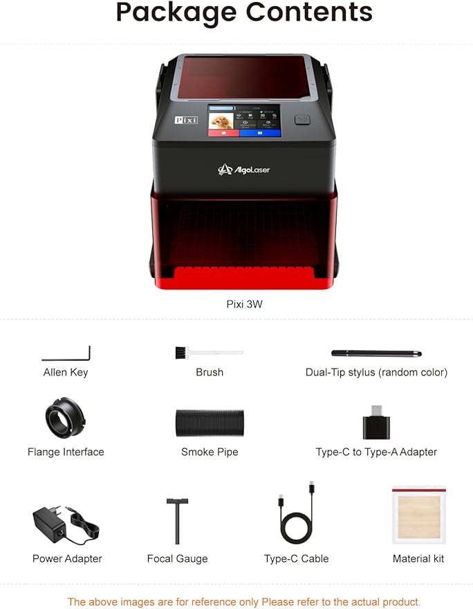 AlgoLaser Laser Engraver Machine: Portable & Smart with 3.5" Touch Screen & AlgoOS System - Hand Drawing/Wireless/SD Card/Offline Engraving - Laser Power 3000mW/Class 1 for Wood, Acrylic, Leather