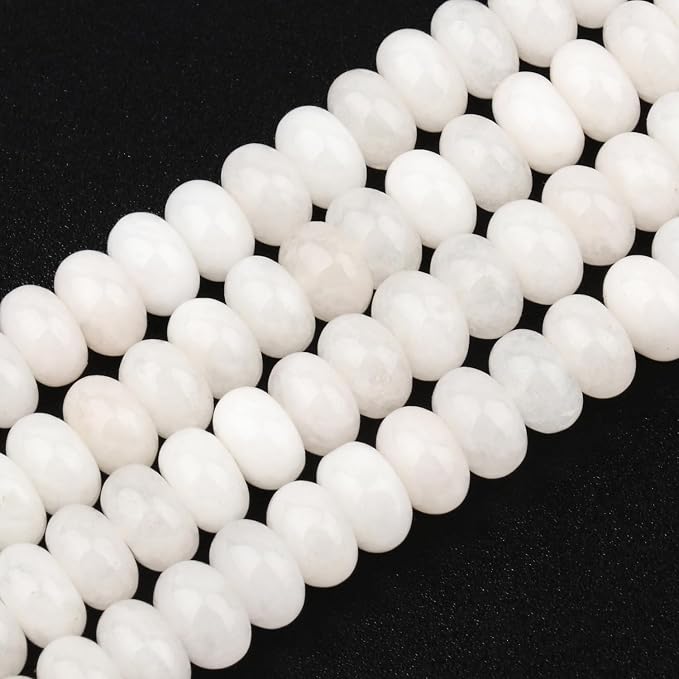 Songxi 5x8mm Natural White Jade Stone Rondelle Beads, Gemstone - Image 6