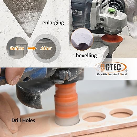 BGTEC Diamond Core Drill Bits Set - 10pcs Tile Hole Saw Kit 6/8/10/25/35/50/65mm with 10mm Diamond Finger Bits and 2" Chamfer Bits for Porcelain Ceramic Tile Granite Marble