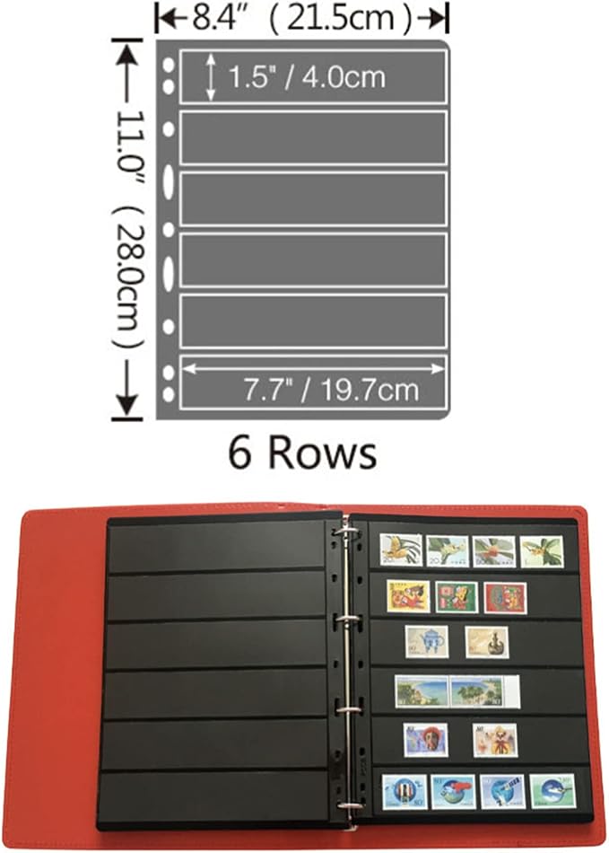MUDOR 20 Sheets Stamp Pages for Collection Album Binder Book, 6 Pocket | 240 - Image 4