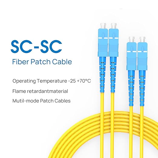 SC to SC Fiber Patch Cable,1G/10GB Single Mode Duplex SC-SC 9/125um OD 3.0mm Cable Diameter Fiber Optic Cable for SFP Transceiver, Router, Fiber Networks and More (3M)