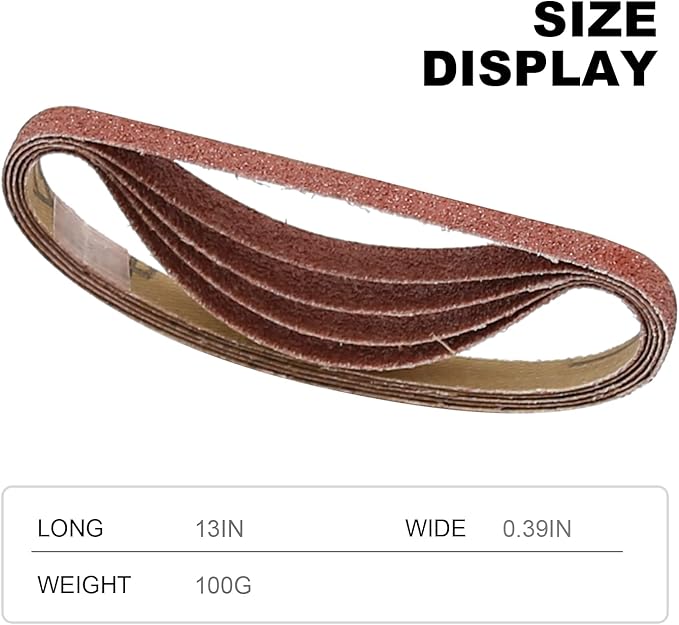 3/8x13 Sanding Belt, Premium Calcined Aluminum Oxide Grain Sandpaper, 40,60,80,120,180,240,320,400 (24/25 Pack) (80,120,240,320,400 Grit)