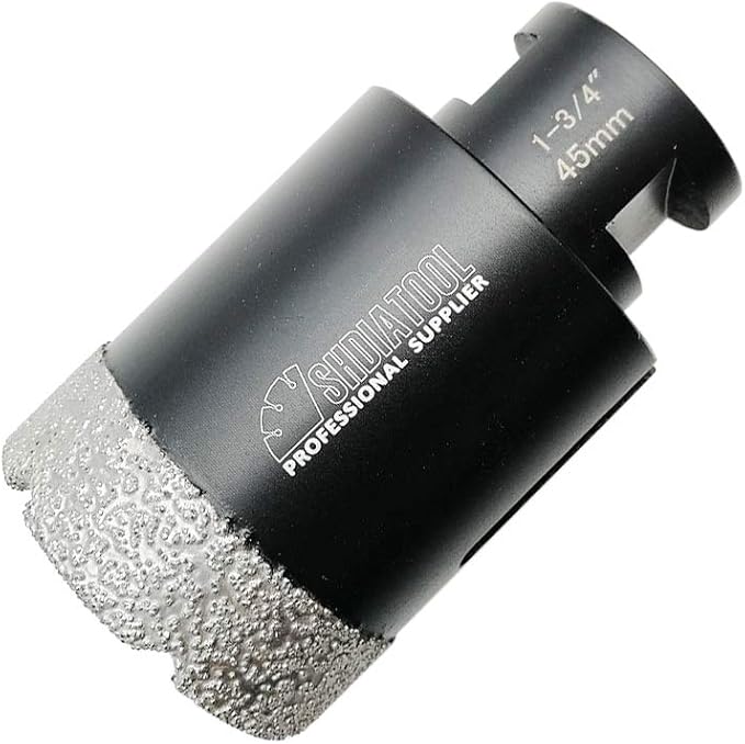 SHDIATOOL 1-3/4 Inch Diamond Core Drill Bit for Porcelain, Ceramic Tile, Marble, Brick – Vacuum Brazed Hole Saw, 45mm, 5/8-11 Thread, Wet/Dry Drilling