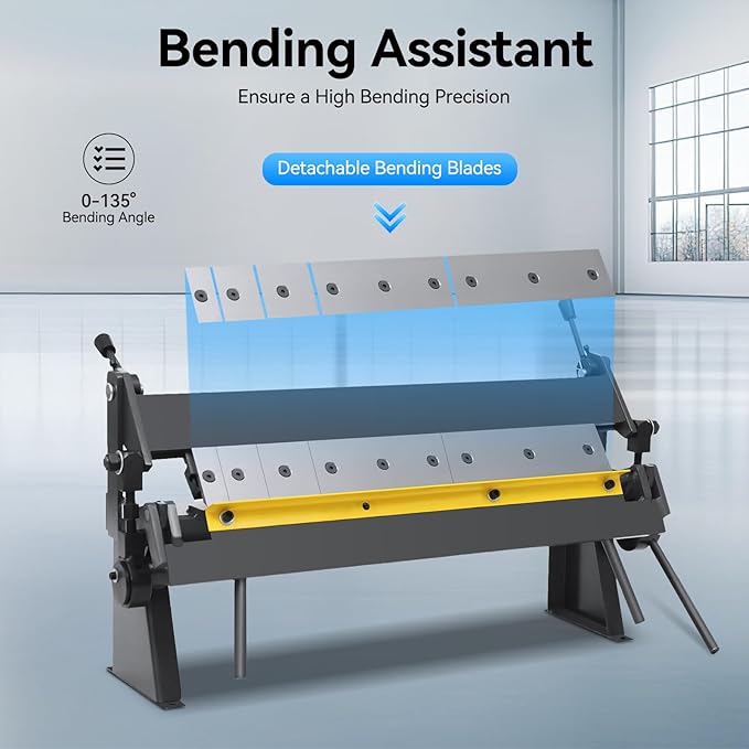 Sheet Metal Brake, 24 Inch W-2420A Industrial Desktop Pan Box Bending Brake with Handles, 0-135° Floor Standing Metal Bender, Industrial Bend Machine with Screw Rod for Copper Aluminum Plate