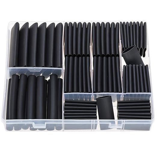 74PCS 1 3/4 5/8 1/2 3/8 Inch 3:1 Heat Shrink Tubings Assortment Kit Heavy Duty Dual-Wall Adhesive Lined Waterproof Marine Grade Black