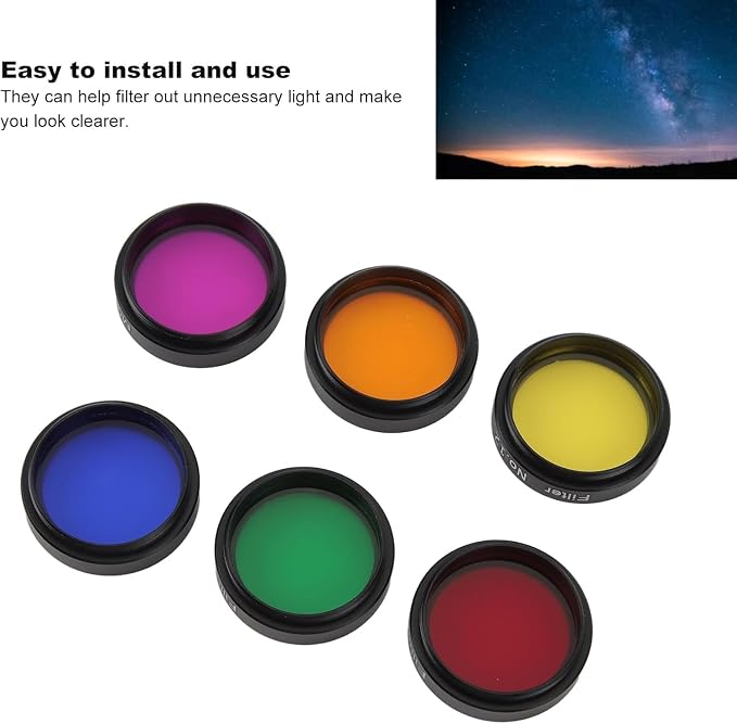 6-Piece 1.25-Inch Colorful Telescope Eyepiece Filter Kit - Image 4