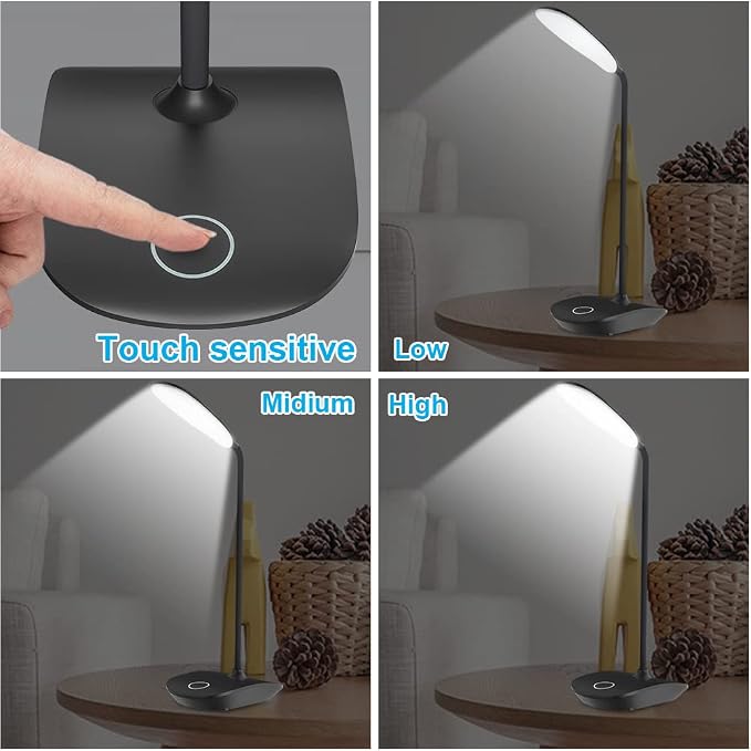 DEEPLITE LED Desk Lamp with Flexible Gooseneck 3 Level Brightness, Battery - Image 2