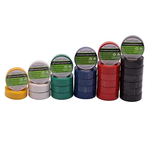 Electrical Tape Colors 6 Pack 0.7-Inch by 30 Feet, Voltage Level 600V Dustproof, Adhesive for General Home Vehicle Auto Car Power Circuit Wiring Multicolor