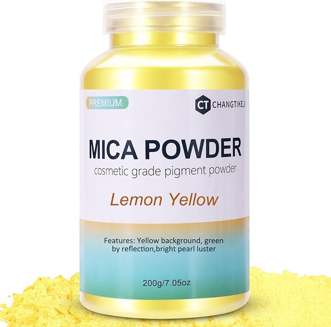 Mica Powder, 7.05OZ（200g）, Lemon Yellow Mica Powder Pigment by CHANGTIKEJIWelcomeYouOrder