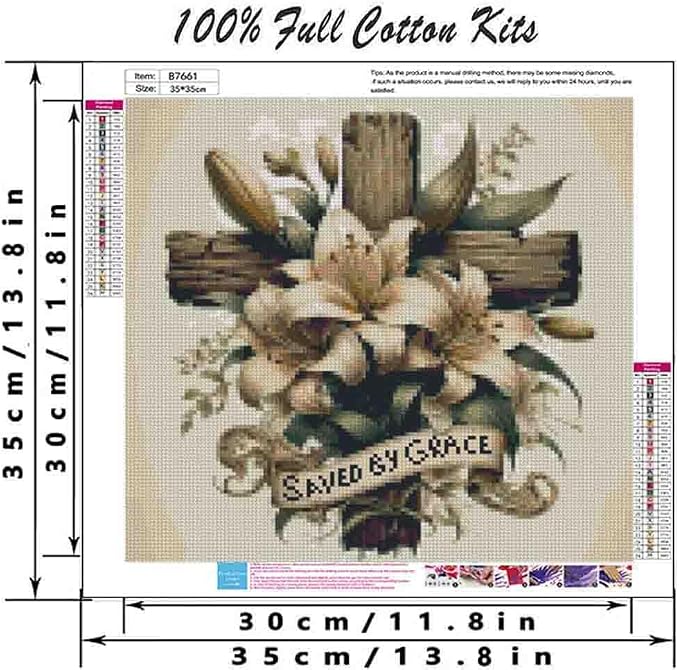 Cross Stitch Kits for Adults Beginner, Flower Counted Cross Stitch Kits Printed - Image 2